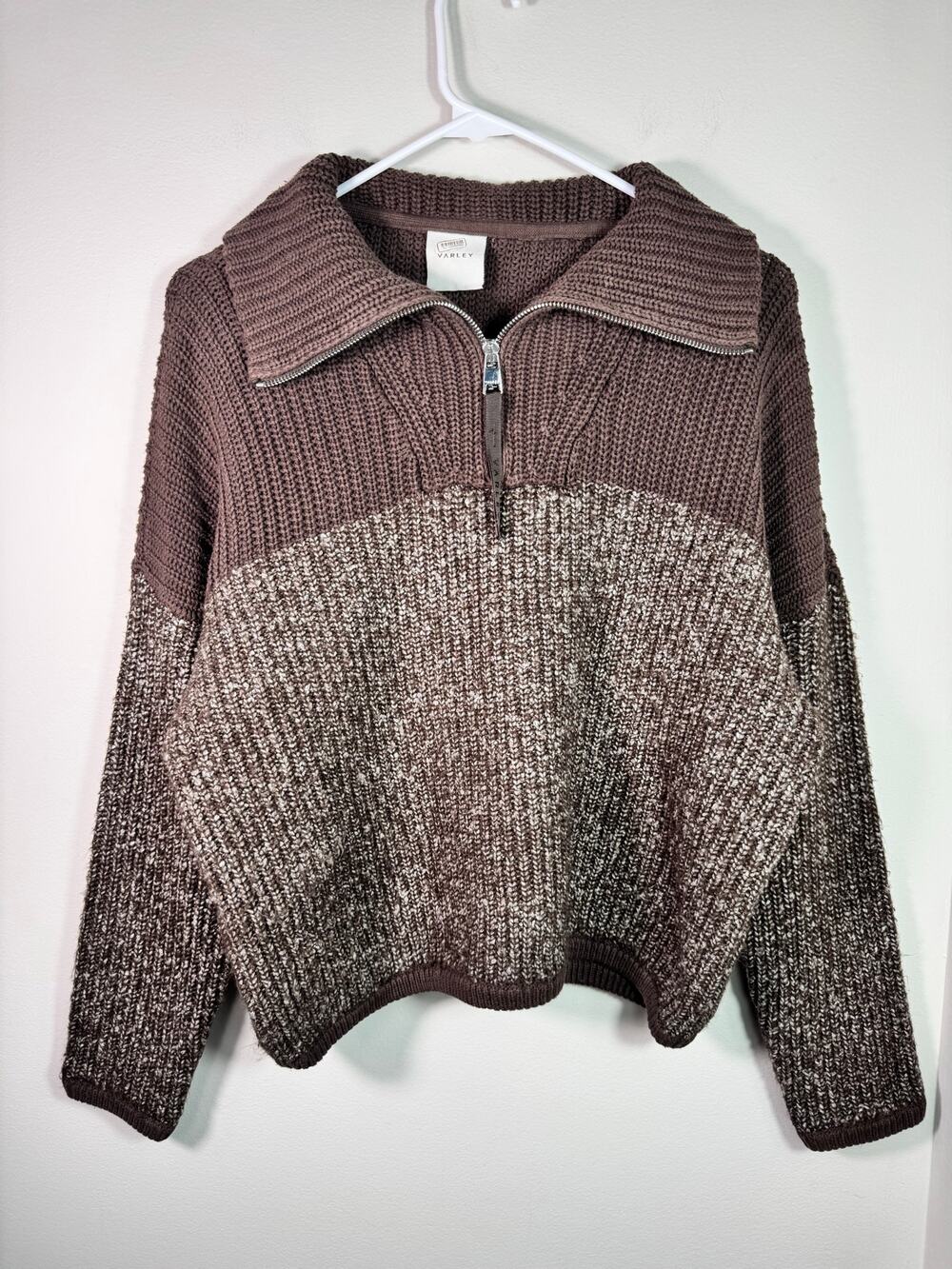 Varley Willard Half Zip Knit Pullover Brown Size XS